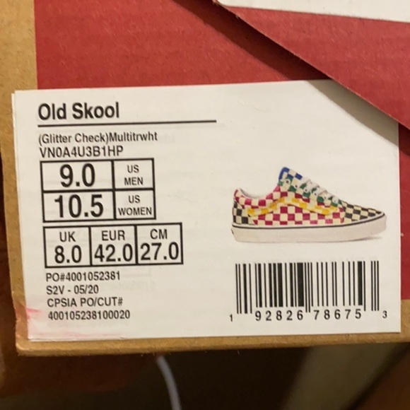 ✅ VANS GLITTER CHECK OLD SKOOL SKATE SHOES - Picture 3 of 6